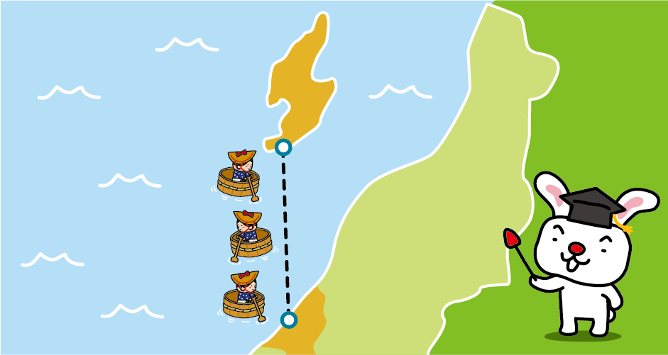 Rowing a "Tarai bune boat" from Ogi Port on Sado Island to Kashiwazaki Port