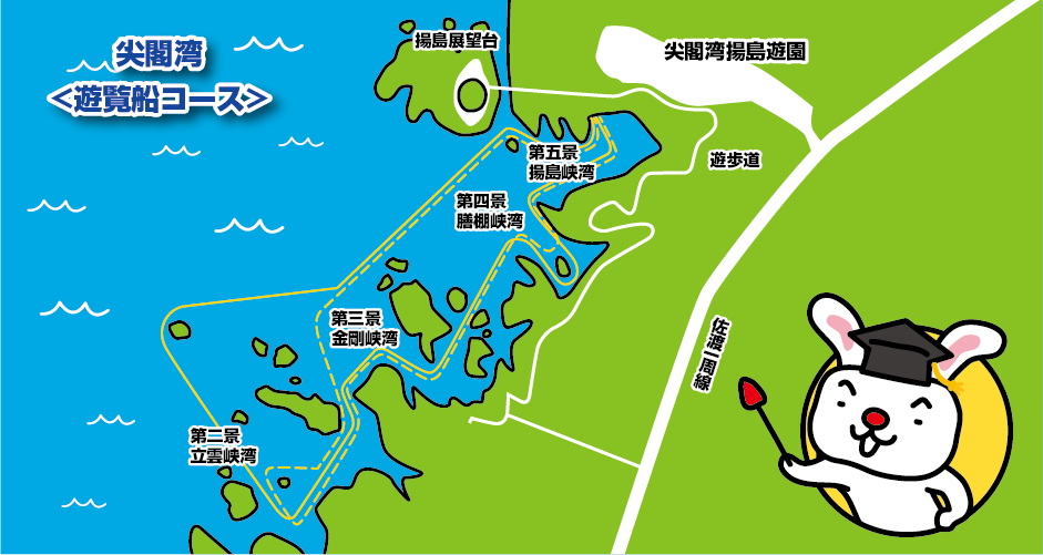尖阁湾扬岛游园 游船路线图