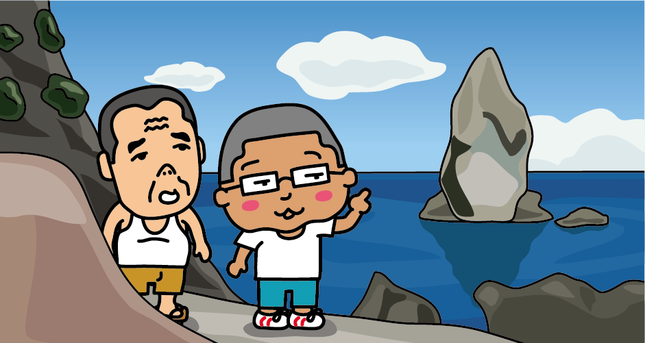 「上立神岩」は、沼島漁港から徒歩20分で着きますが、漁師さんの漁船に乗って海上から眺めるのもおすすめです。